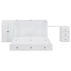 Letto a scomparsa Queen grigio/bianco con armadio, scrivania e porta USB – 1 posto letto