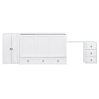 Letto a scomparsa Queen grigio/bianco con armadio, scrivania e porta USB – 1 posto letto