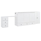 Letto a scomparsa Queen grigio/bianco con armadio, scrivania e porta USB – 1 posto letto