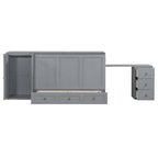 Letto a scomparsa Queen grigio/bianco con armadio, scrivania e porta USB – 1 posto letto