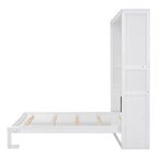 Letto a muro a scomparsa matrimoniale/Queen grigio/bianco con mensole, 1-2 posti letto
