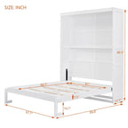 Letto a muro a scomparsa matrimoniale/Queen grigio/bianco con mensole, 1-2 posti letto