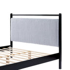 Letto a piattaforma grande grigio e nero con testiera imbottita – Adatto per 1-2 persone