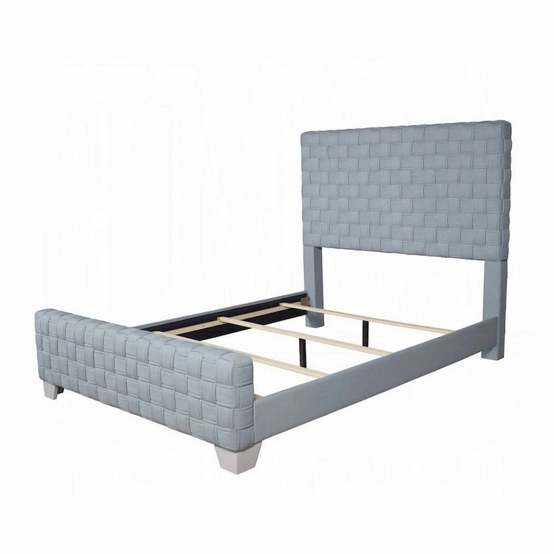Letto imbottito King Size, blu acqua e grigio, per 1-2 persone