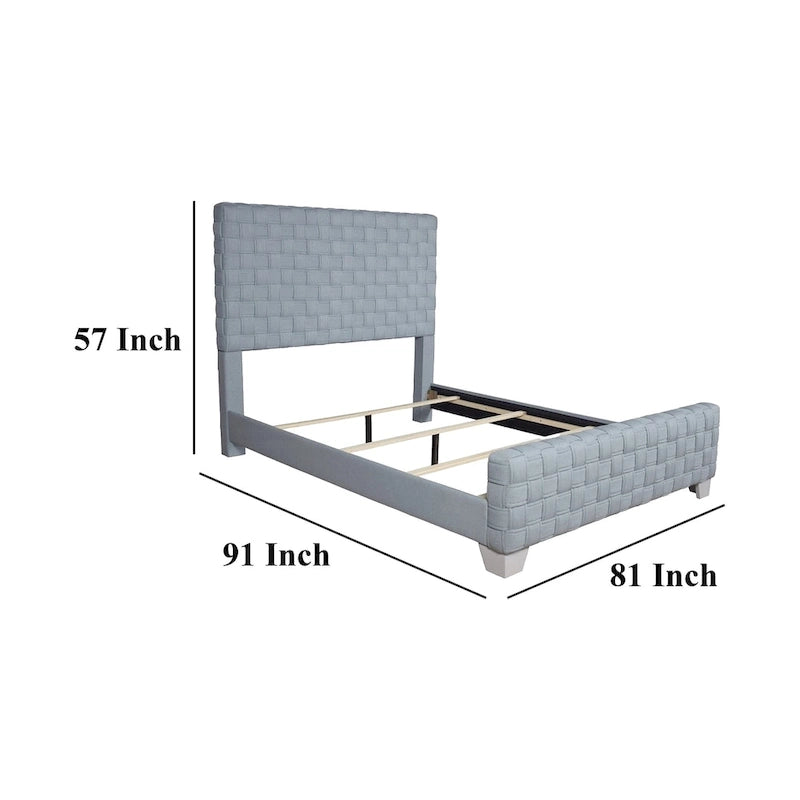 Letto imbottito King Size, blu acqua e grigio, per 1-2 persone