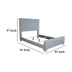 Letto imbottito King Size, blu acqua e grigio, per 1-2 persone