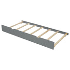 Letto a piattaforma in legno bianco e grigio con letto estraibile e vano contenitore, Twin/Full, per 1-2 persone