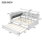 Letto a piattaforma in legno bianco e grigio con letto estraibile e vano contenitore, Twin/Full, per 1-2 persone