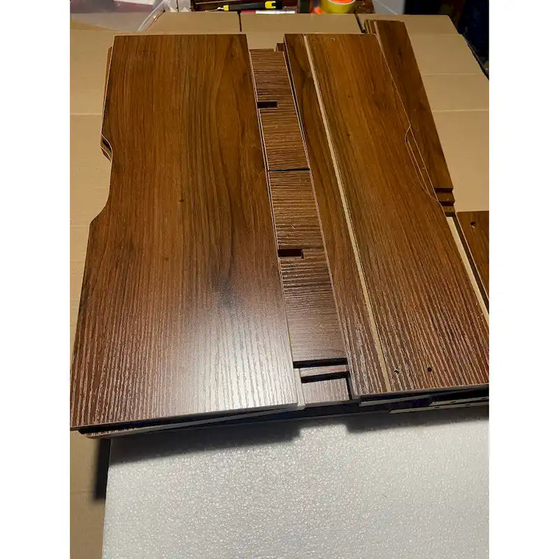 Toeletta noce / bianca con specchio illuminato, 3 cassetti e sgabello, per 1