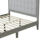 Struttura letto matrimoniale Queen platform imbottita a capitonné grigio, per 2 persone