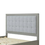 Struttura letto matrimoniale Queen platform imbottita a capitonné grigio, per 2 persone