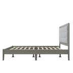 Struttura letto matrimoniale Queen platform imbottita a capitonné grigio, per 2 persone
