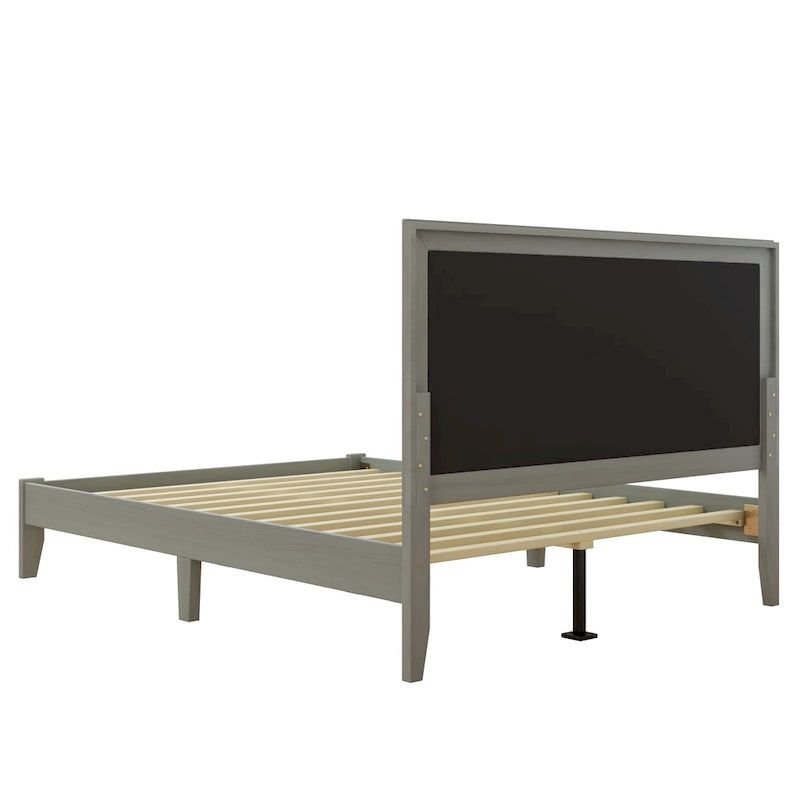Struttura letto matrimoniale Queen platform imbottita a capitonné grigio, per 2 persone