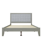 Struttura letto matrimoniale Queen platform imbottita a capitonné grigio, per 2 persone