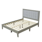 Struttura letto matrimoniale Queen platform imbottita a capitonné grigio, per 2 persone