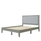 Struttura letto matrimoniale Queen platform imbottita a capitonné grigio, per 2 persone