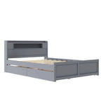 Letto a piattaforma Queen bianco con testiera a LED, letto estraibile e 2 cassetti (2 posti letto)