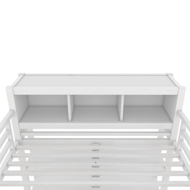 Letto a soppalco in metallo nero/bianco sporco con scrivania a L e armadio, completo/matrimoniale, 1 persona