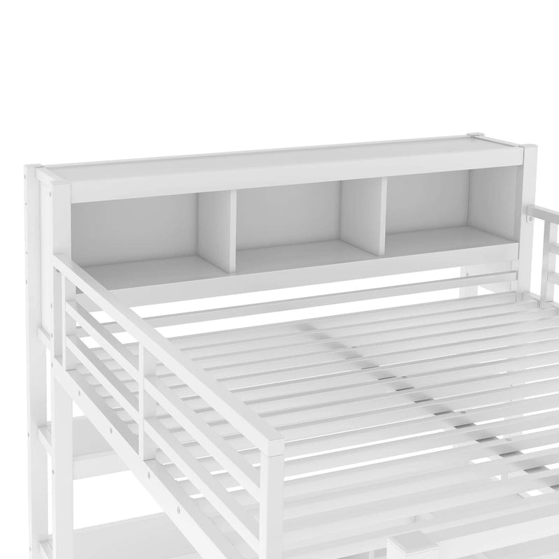 Letto a soppalco in metallo nero/bianco sporco con scrivania a L e armadio, completo/matrimoniale, 1 persona