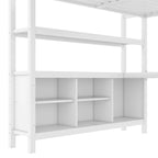 Letto a soppalco in metallo nero/bianco sporco con scrivania a L e armadio, completo/matrimoniale, 1 persona
