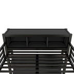 Letto a soppalco in metallo nero/bianco sporco con scrivania a L e armadio, completo/matrimoniale, 1 persona