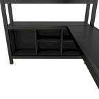 Letto a soppalco in metallo nero/bianco sporco con scrivania a L e armadio, completo/matrimoniale, 1 persona