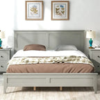 Letto a piattaforma bianco/grigio con testiera – matrimoniale/queen, 1-2 posti letto