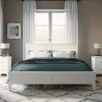 Letto a piattaforma bianco/grigio con testiera – matrimoniale/queen, 1-2 posti letto