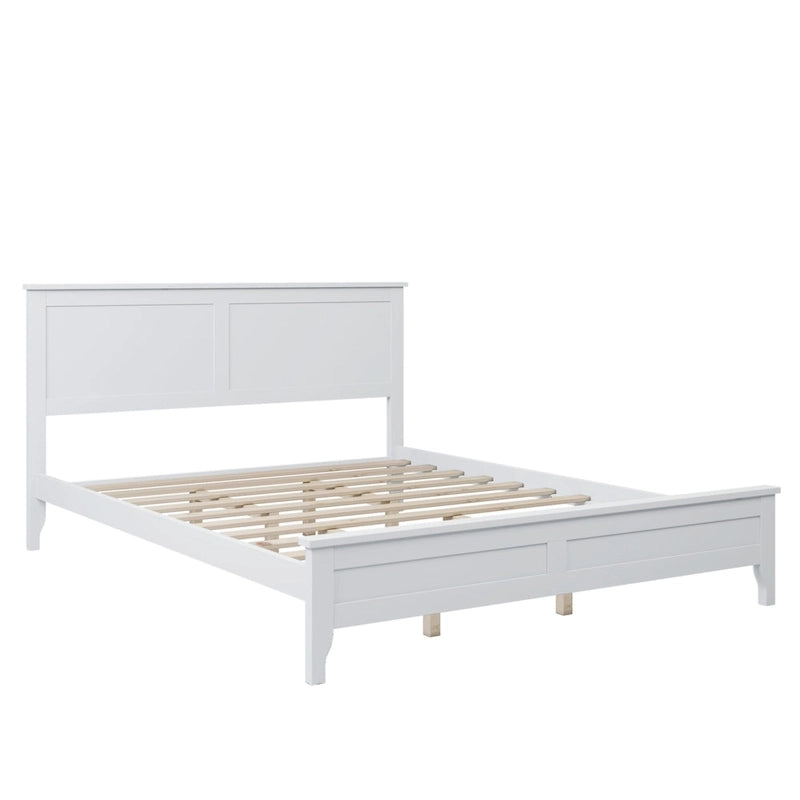 Letto a piattaforma bianco/grigio con testiera – matrimoniale/queen, 1-2 posti letto