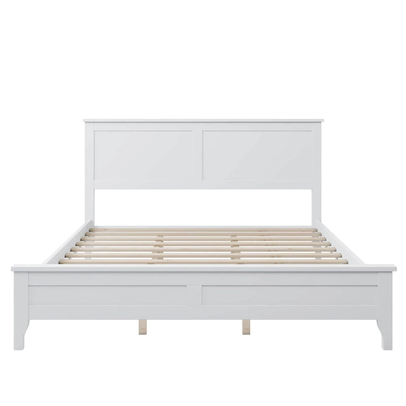 Letto a piattaforma bianco/grigio con testiera – matrimoniale/queen, 1-2 posti letto