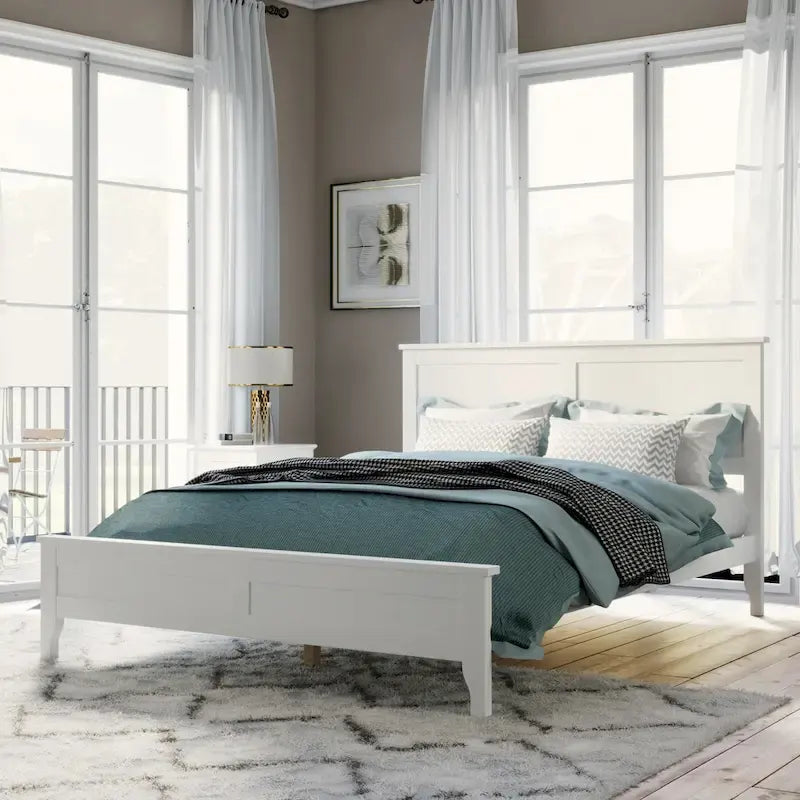 Letto a piattaforma bianco/grigio con testiera – matrimoniale/queen, 1-2 posti letto