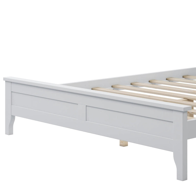 Letto a piattaforma bianco/grigio con testiera – matrimoniale/queen, 1-2 posti letto
