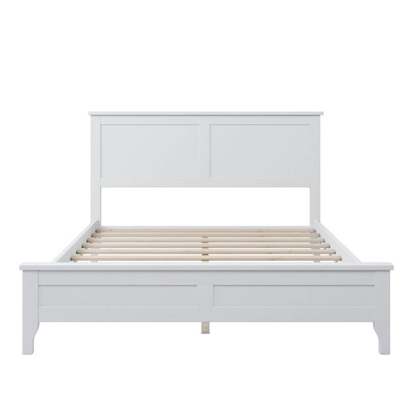 Letto a piattaforma bianco/grigio con testiera – matrimoniale/queen, 1-2 posti letto