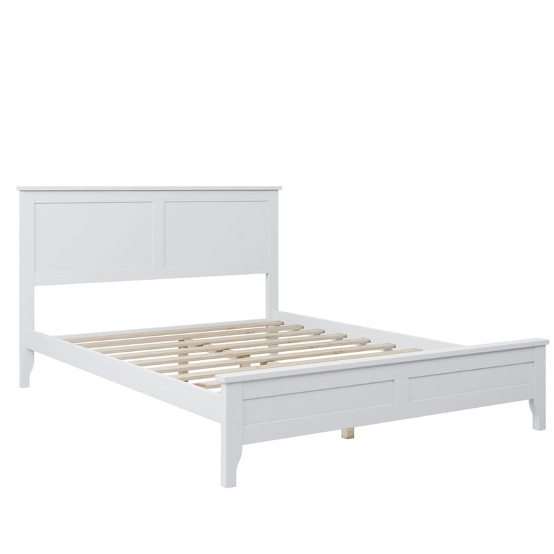 Letto a piattaforma bianco/grigio con testiera – matrimoniale/queen, 1-2 posti letto