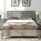 Letto a piattaforma bianco/grigio con testiera – matrimoniale/queen, 1-2 posti letto