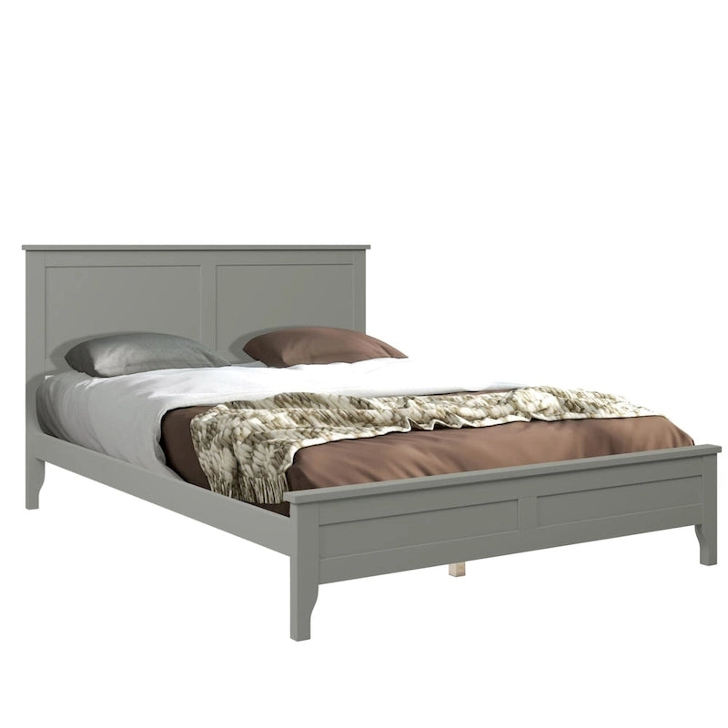 Letto a piattaforma bianco/grigio con testiera – matrimoniale/queen, 1-2 posti letto