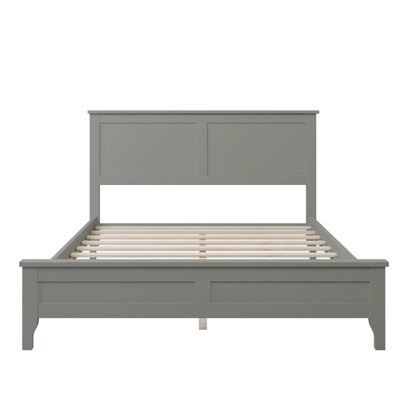 Letto a piattaforma bianco/grigio con testiera – matrimoniale/queen, 1-2 posti letto