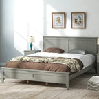 Letto a piattaforma bianco/grigio con testiera – matrimoniale/queen, 1-2 posti letto