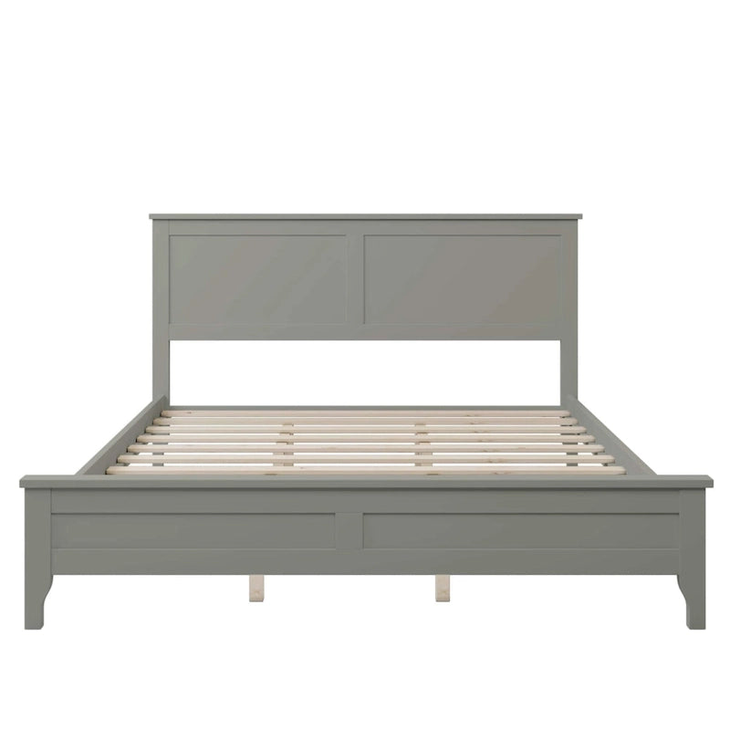 Letto a piattaforma bianco/grigio con testiera – matrimoniale/queen, 1-2 posti letto