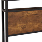 Letto matrimoniale king size marrone e nero con luci a LED, testiera in legno e 2 cassetti portaoggetti