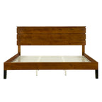 Letto a piattaforma in legno massello marrone Mid-Century Modern, King, 2 persone