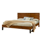 Letto a piattaforma in legno massello marrone Mid-Century Modern, King, 2 persone