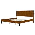 Letto a piattaforma in legno massello marrone Mid-Century Modern, King, 2 persone