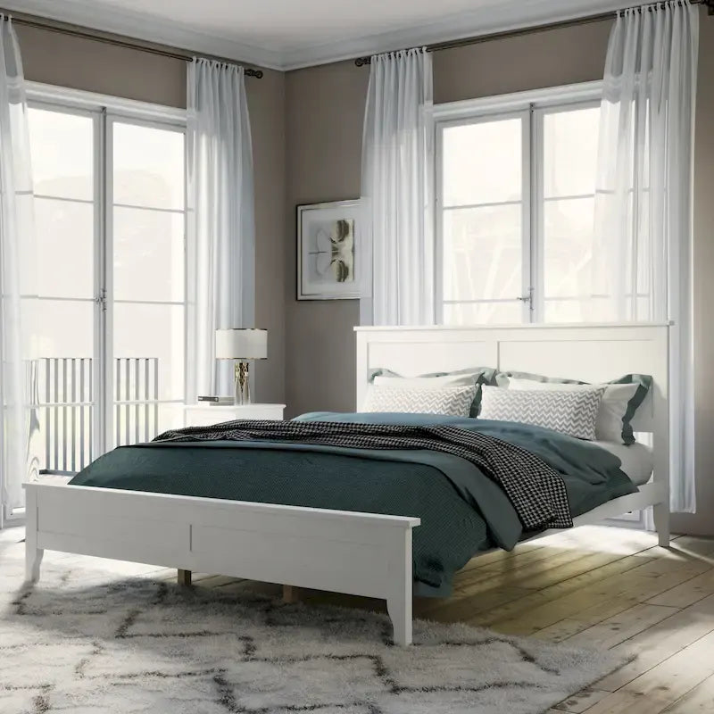 Letto a piattaforma bianco matrimoniale alla francese – Stile moderno, legno massello, adatto per 1 persona