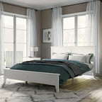Letto a piattaforma bianco matrimoniale alla francese – Stile moderno, legno massello, adatto per 1 persona