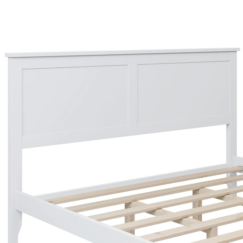 Letto a piattaforma bianco matrimoniale alla francese – Stile moderno, legno massello, adatto per 1 persona