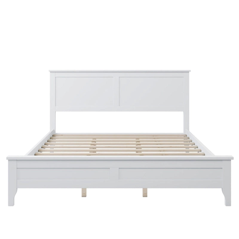 Letto a piattaforma bianco matrimoniale alla francese – Stile moderno, legno massello, adatto per 1 persona