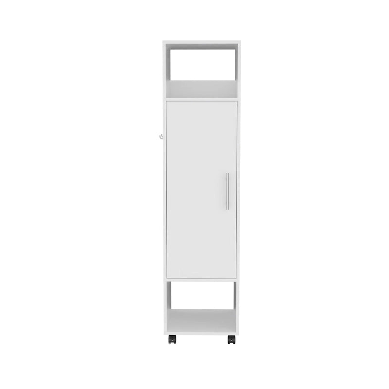 Armadio autoportante nero/bianco a specchio con ripiani, asta appendiabiti e rotelle – 1 persona