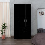18.5 Modern Double-door Armoire with Metal Rod, One Drawer and Five Shelves