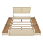 Letto Queen Piattaforma Antico Naturale con Rattan e 4 Cassetti – 1 Persona